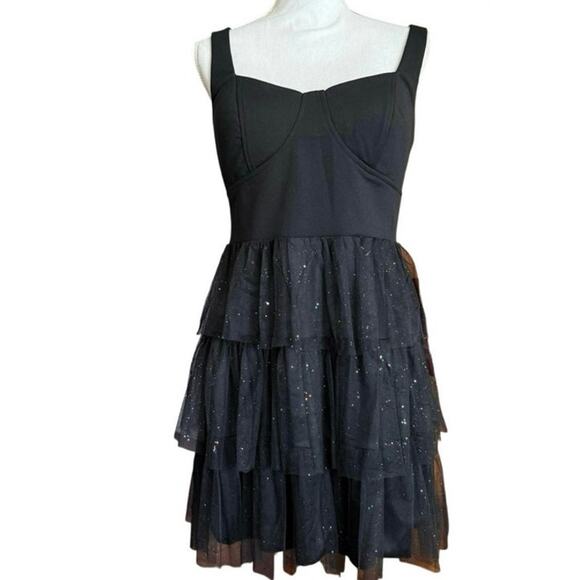 Cocktail evening DATE NIGHT dress by Crystal Doll layer glitter sequin tulle M - Picture 16 of 16